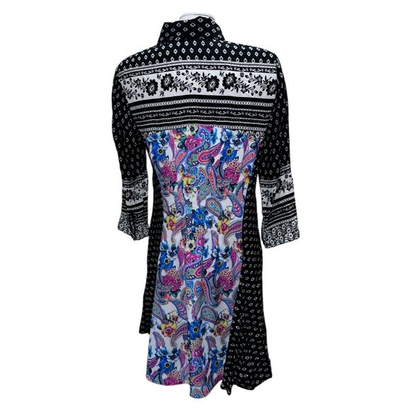 Women's Black and White Patterned Dress - Picture 13 of 15